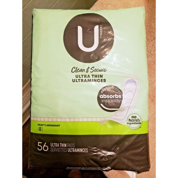 U by Kotex Clean & Secure Ultra Thin Pads, Heavy Absorbency, 56 Count - Picture 1 of 4